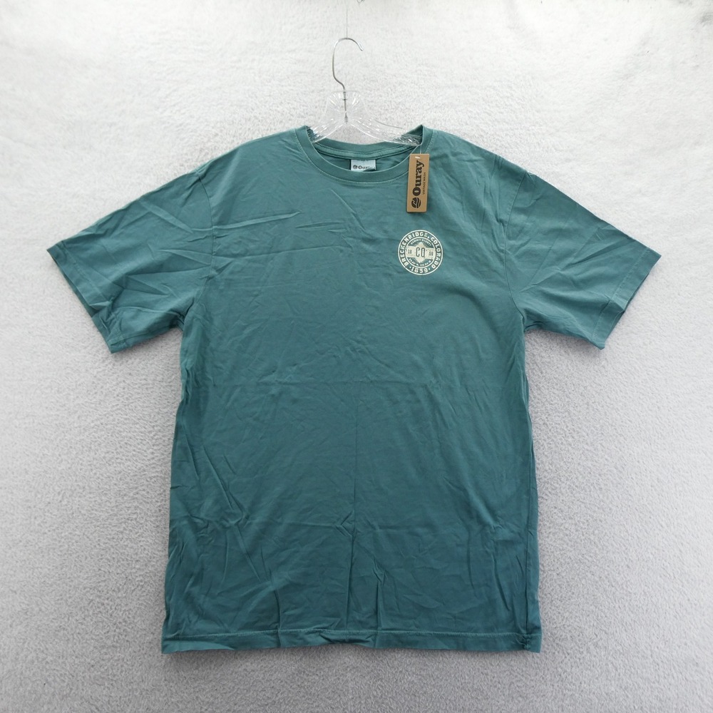 Ouray Shirt Mens Large Breckenridge Colorado Teal Green Graphic Ringspun Cotton